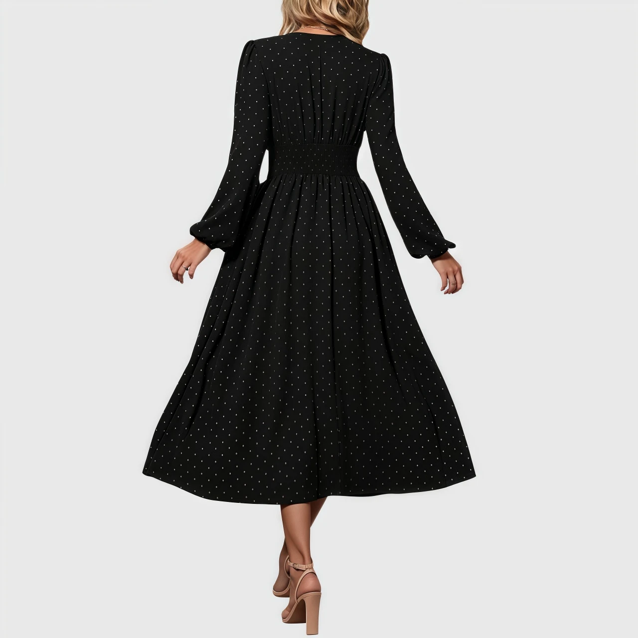 YesFashion Women's Long Sleeve Maxi Dress Casual V Neck A Line Flowy Party Dresses