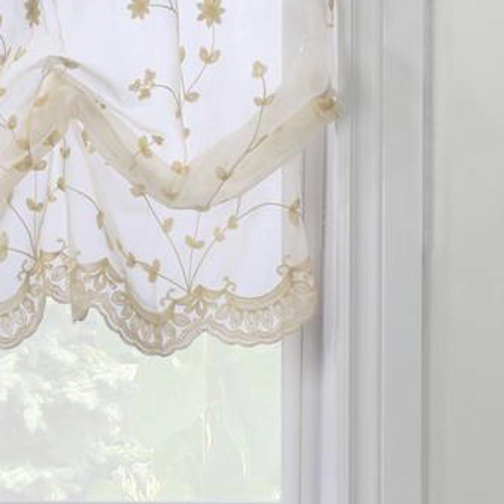 Commonwealth Habitat Grandeur Deep Scalloped Embroidery Balloon Curtain 52x63 Offwhite