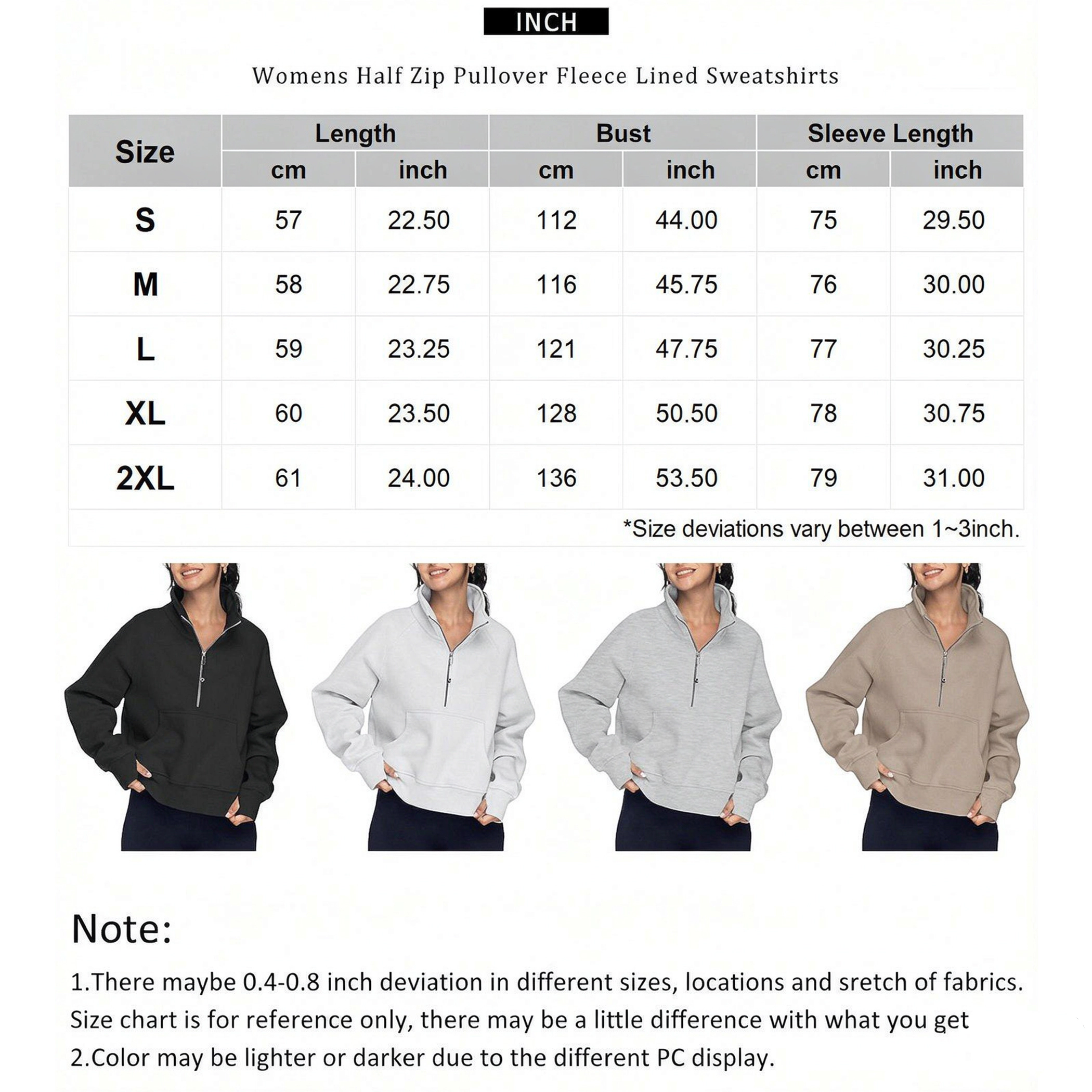 YesFashion Women's Half Zip Fleece Hoodies Long Sleeve Fall Winter Pullover Sweatshirt