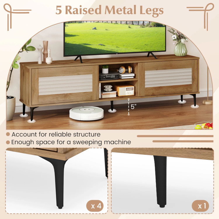 Hivvago Tv Stand For Tvs Up To 70 Inch Waveform Fluted Entertainment Center