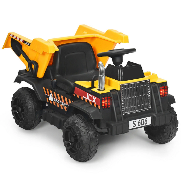 Hivvago 12V Battery Kids Ride On Dump Truck with Electric Bucket and Dump Bed-Yellow