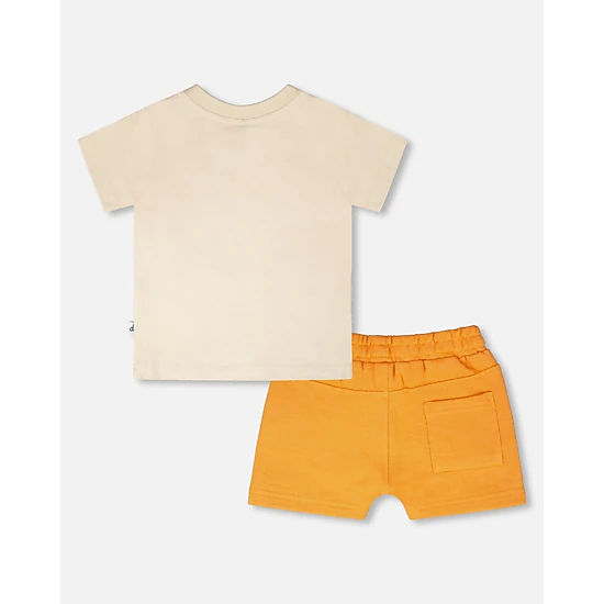 Deux par Deux Boys Organic Cotton Lion Print T-Shirt and Shorts Set