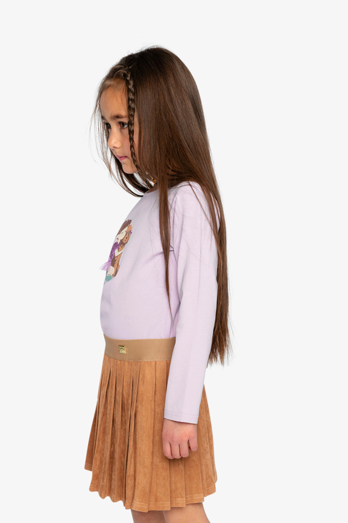 Deux par Girls Sparkly Poodle Hug Organic Cotton Long Sleeve T-Shirt