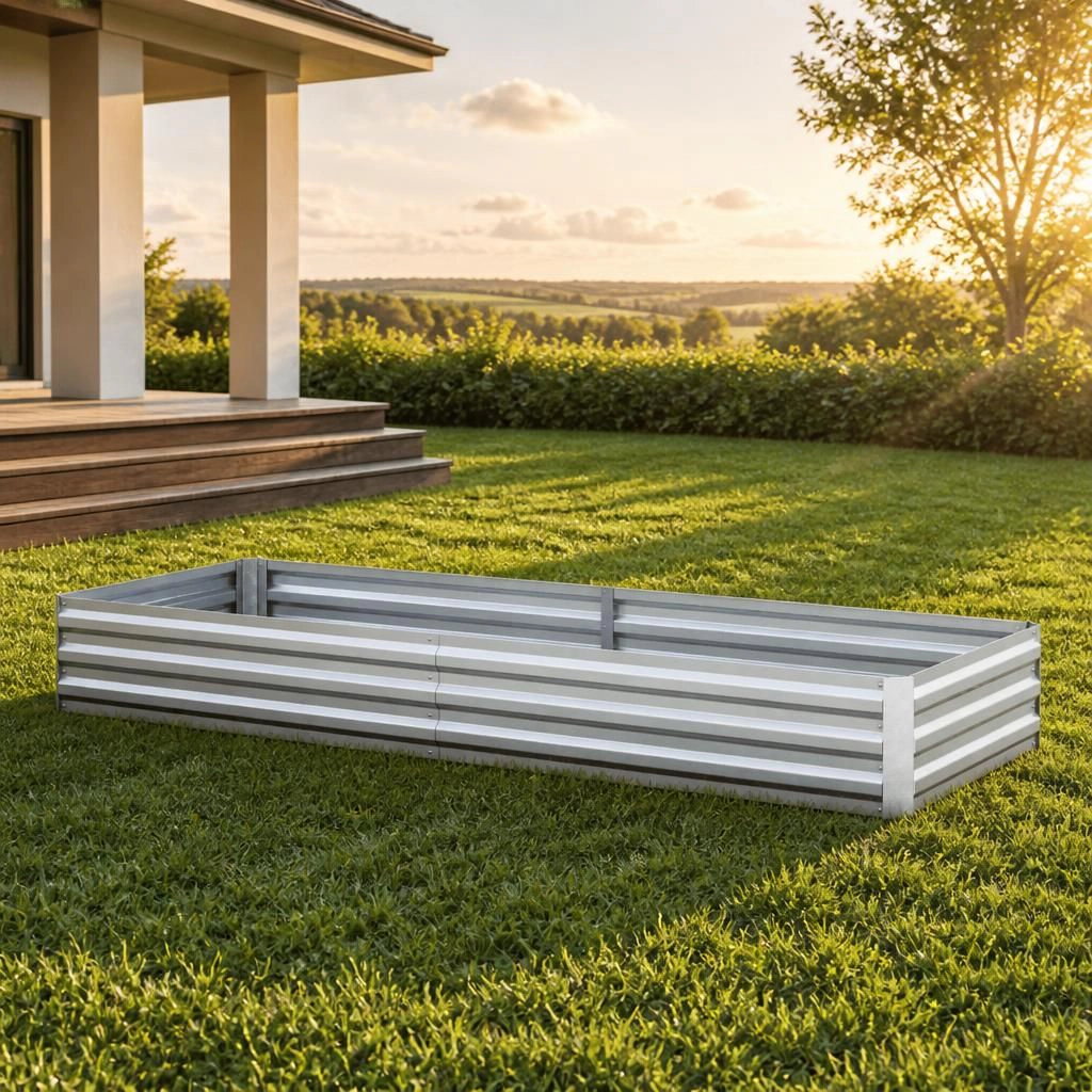 WOW PIONEER Long Rectangular Steel Planter Box for Curb Appeal Patio Entrance Walkway Garden