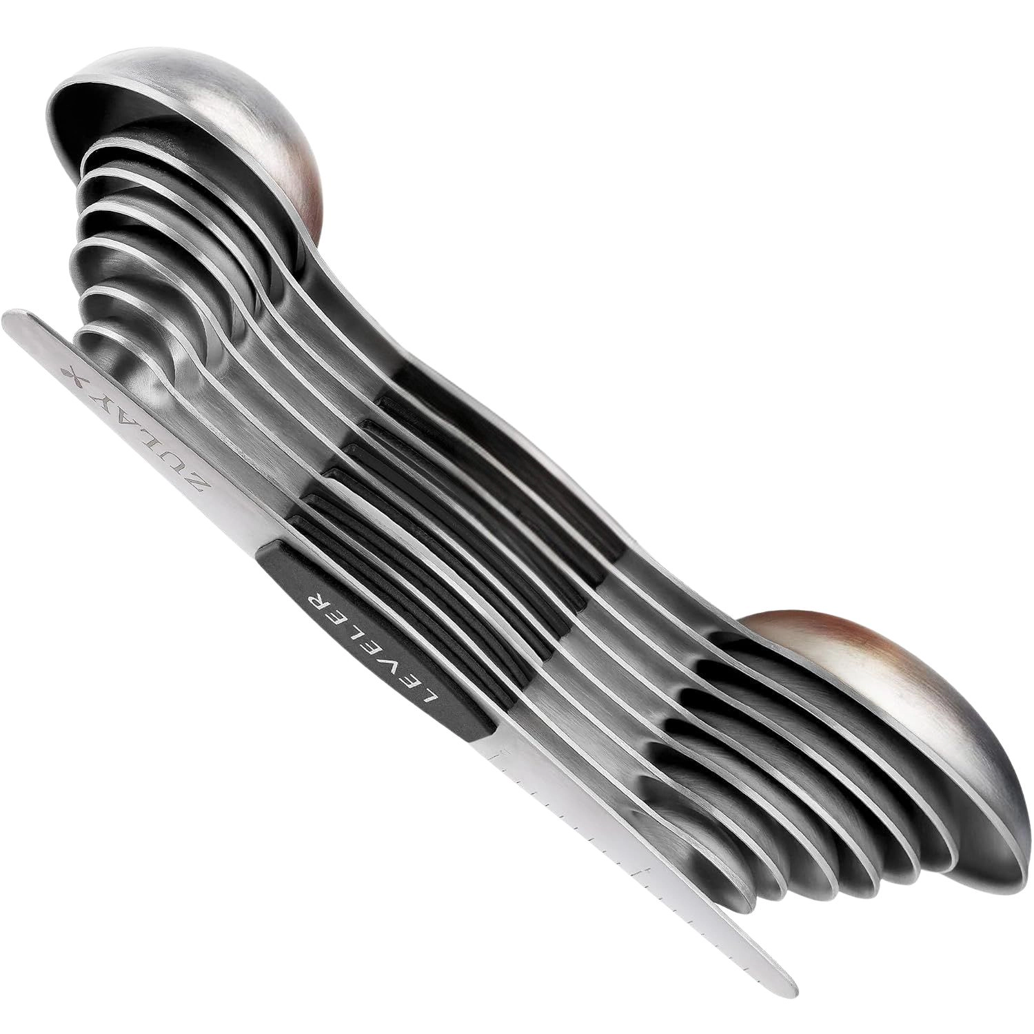 Zulay Kitchen Stackable Magnetic Measuring Spoon with Leveler (Set of 8)