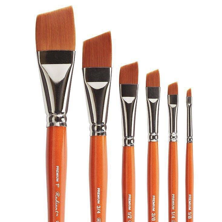 KINGART Radiant 6400 6-Piece Angular Shader Brush Set - Taklon Synthetic