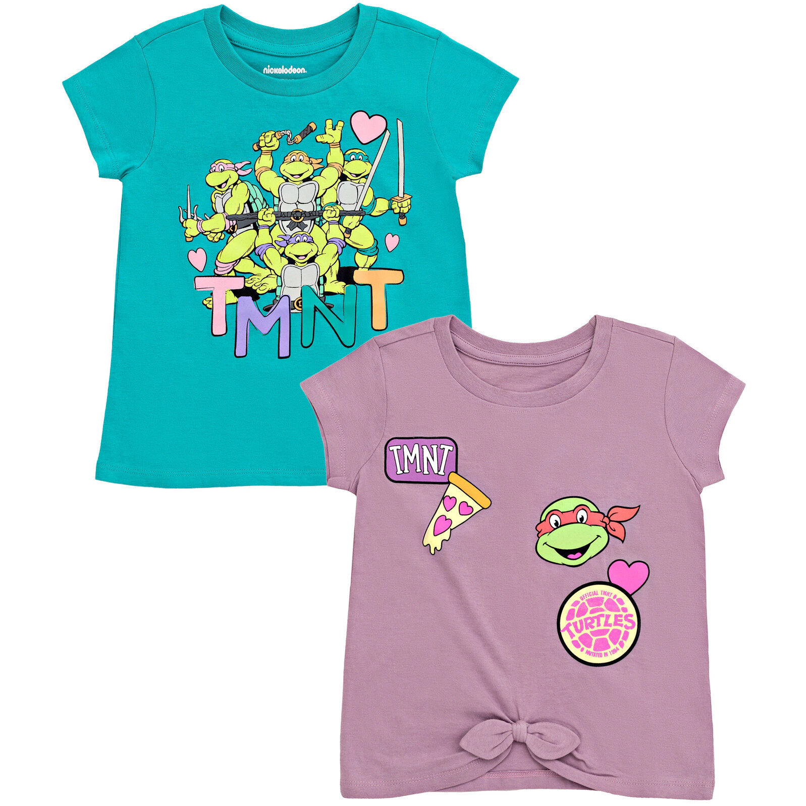 Teenage Mutant Ninja Turtles Girls' 2-Pack Short Sleeve T-Shirts