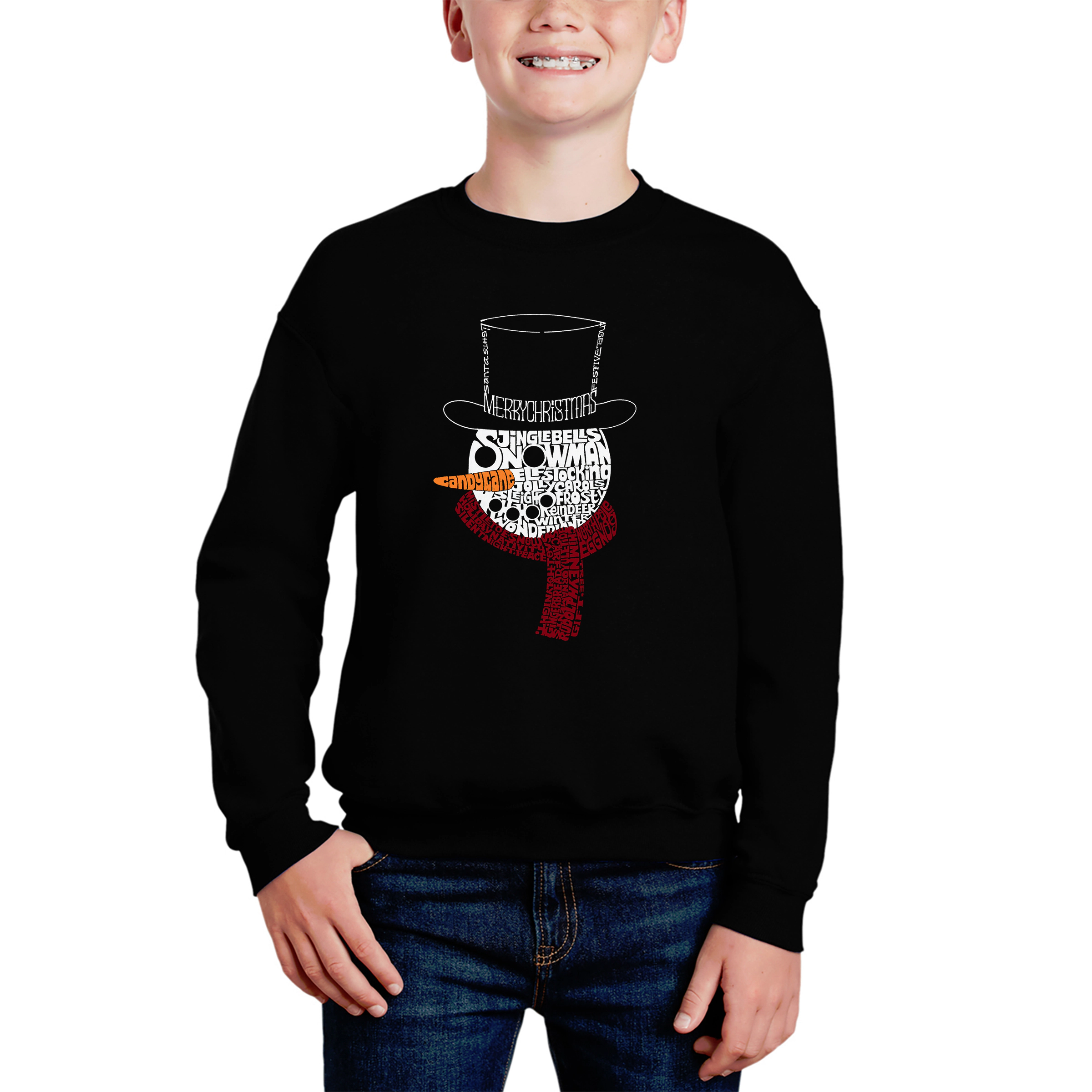 LA Pop Art Boy's Word Sweatshirt - Snowman Face