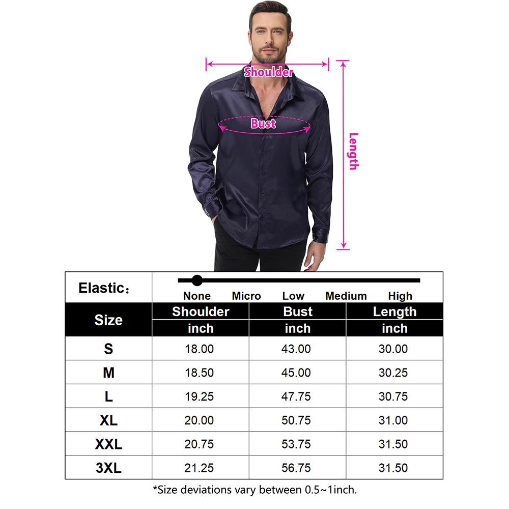 EadianDree Mens Satin Dress Shirt Long Sleeve Button Down Shiny Formal For Wedding Party Night Out