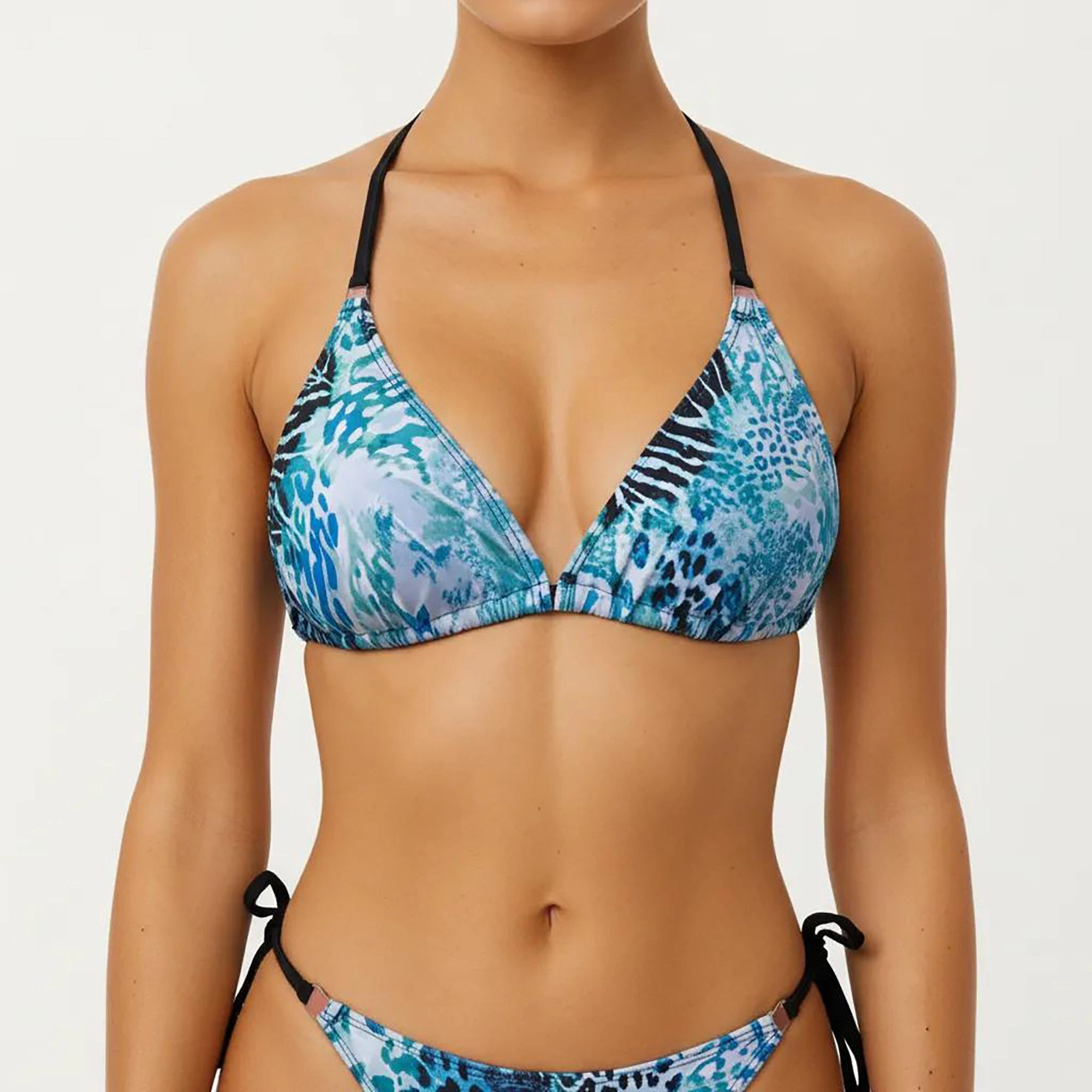 Anna-Kaci Women’s Leopard Print Bikini Set - Adjustable Triangle Top, High-Waist Tie Bottoms
