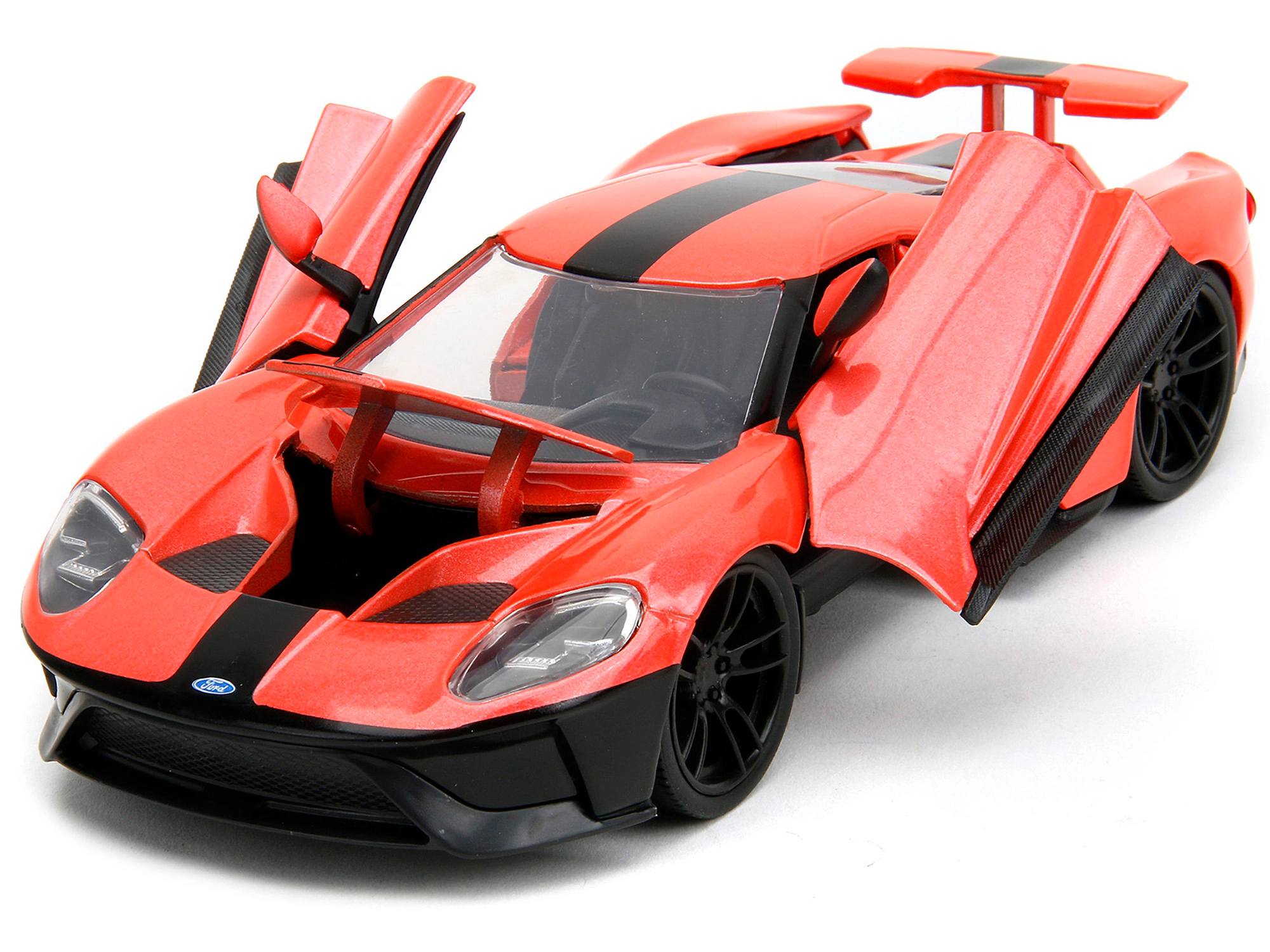 Jada 2017 Ford Gt Light Red Metallic With Black Stripe "Pink Slips" Series 1/24 Diecast Model Car By Jada