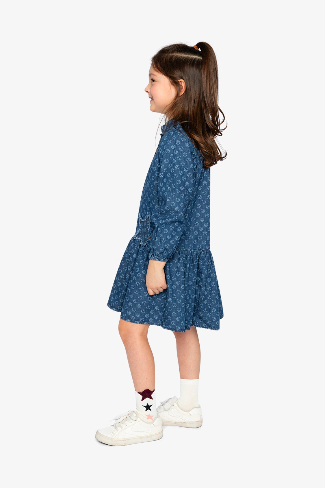 Deux par Deux Girls Smiley Print Shirt Dress