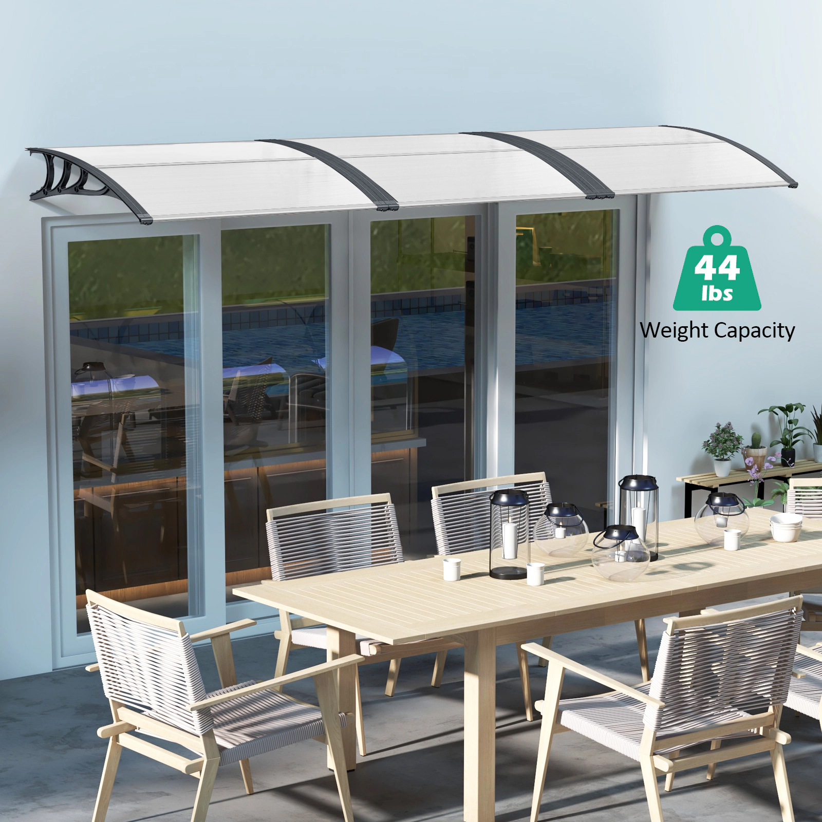SUGIFT 48 x 40-in Outdoor Front Door Window Awning Door Canopy 44-lb Capacity 1-Piece Patio Umbrella Cover Gray