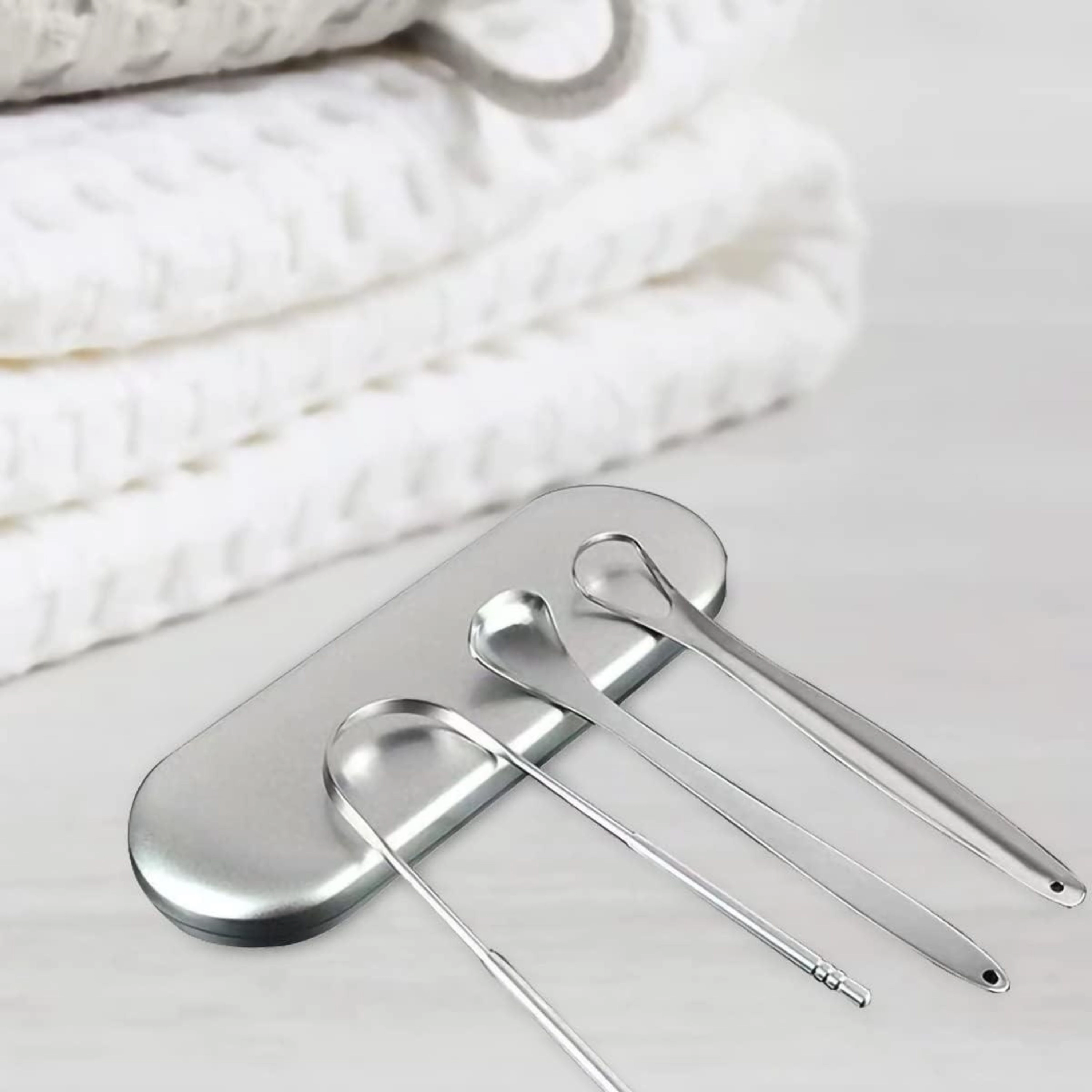 Kitcheniva 3 Pcs Stainless Steel Tongue Scraper With Storage Box Set