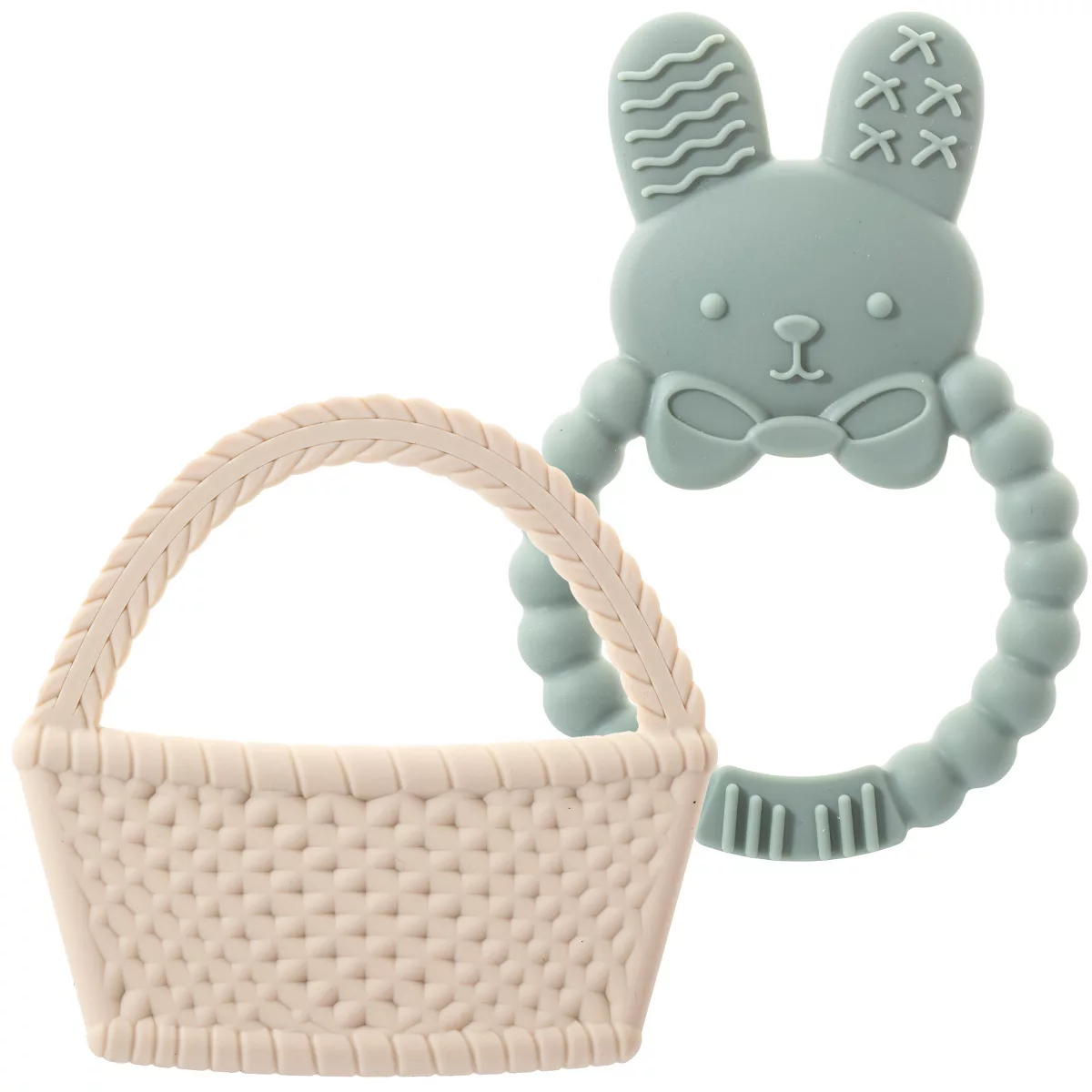 Sperric Easter Baby Teether Set Easter Bunny & Easter Basket Silicone Teethers, Cute Teething Toys Easter Gift Set