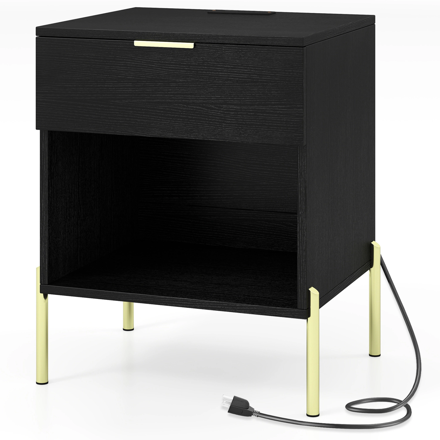LJG Modern Nightstand with Charging Station