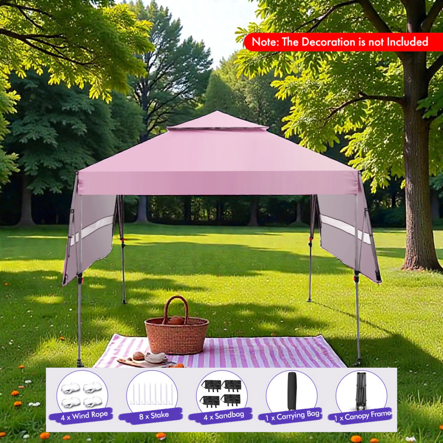 Hivvago Portable Canopy Shelter with Two Awnings