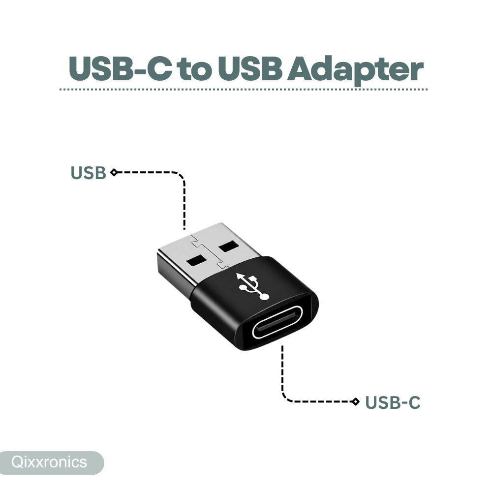Qixxronics Female USB-C to Male USB Adapter (4 PACK) Converter