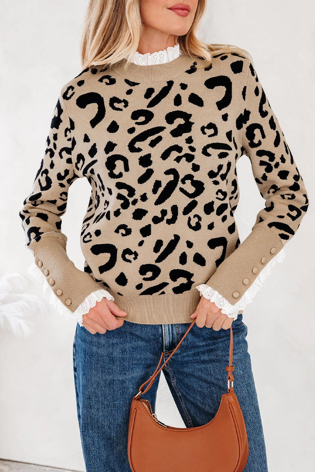 Threaded Pear Women's Amelia Ribbed Detail Cuffed Sweater