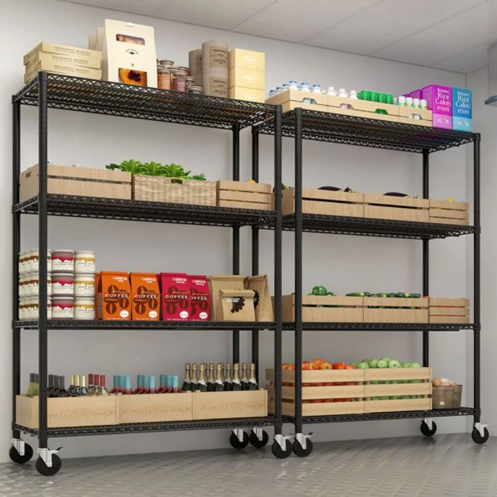 Flynama Heavy Duty Wire Shelving with Wheels 3200LBS NSF Adjustable Steel Rack for Garage Pantry and Commercial