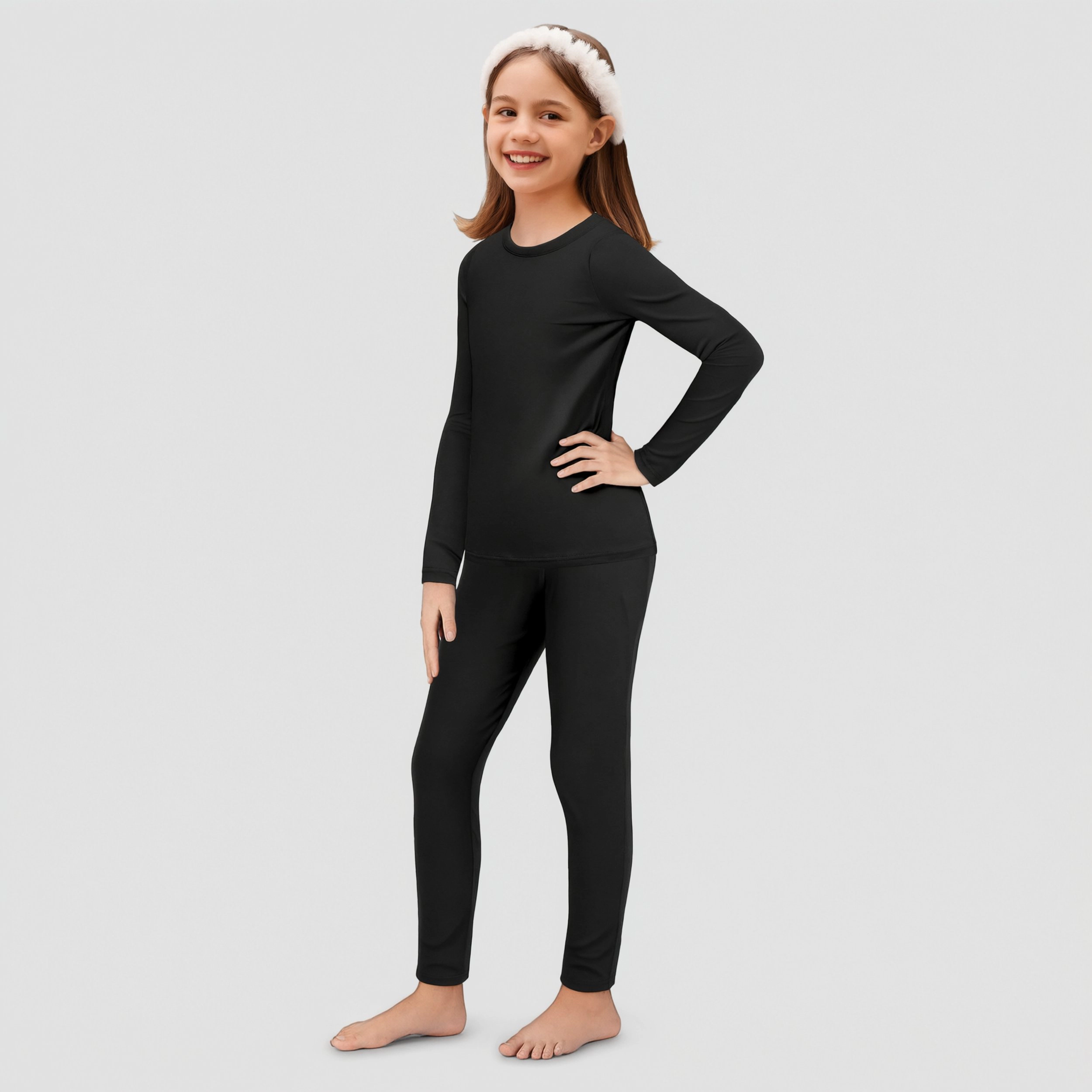 Arshiner Girl's Thermal Long Johns Base Layer Top and Bottom Set