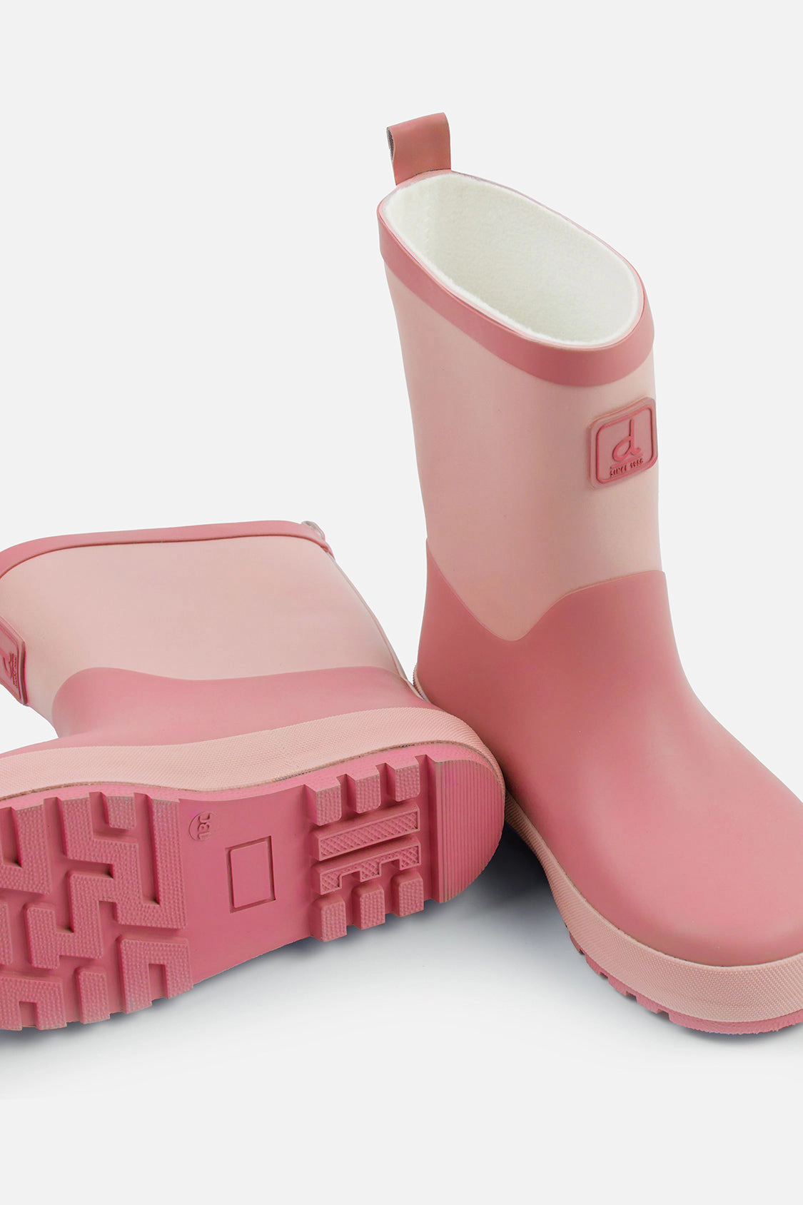 Deux par Deux Girls Two-Tone Treaded Pull-On Rain Boots
