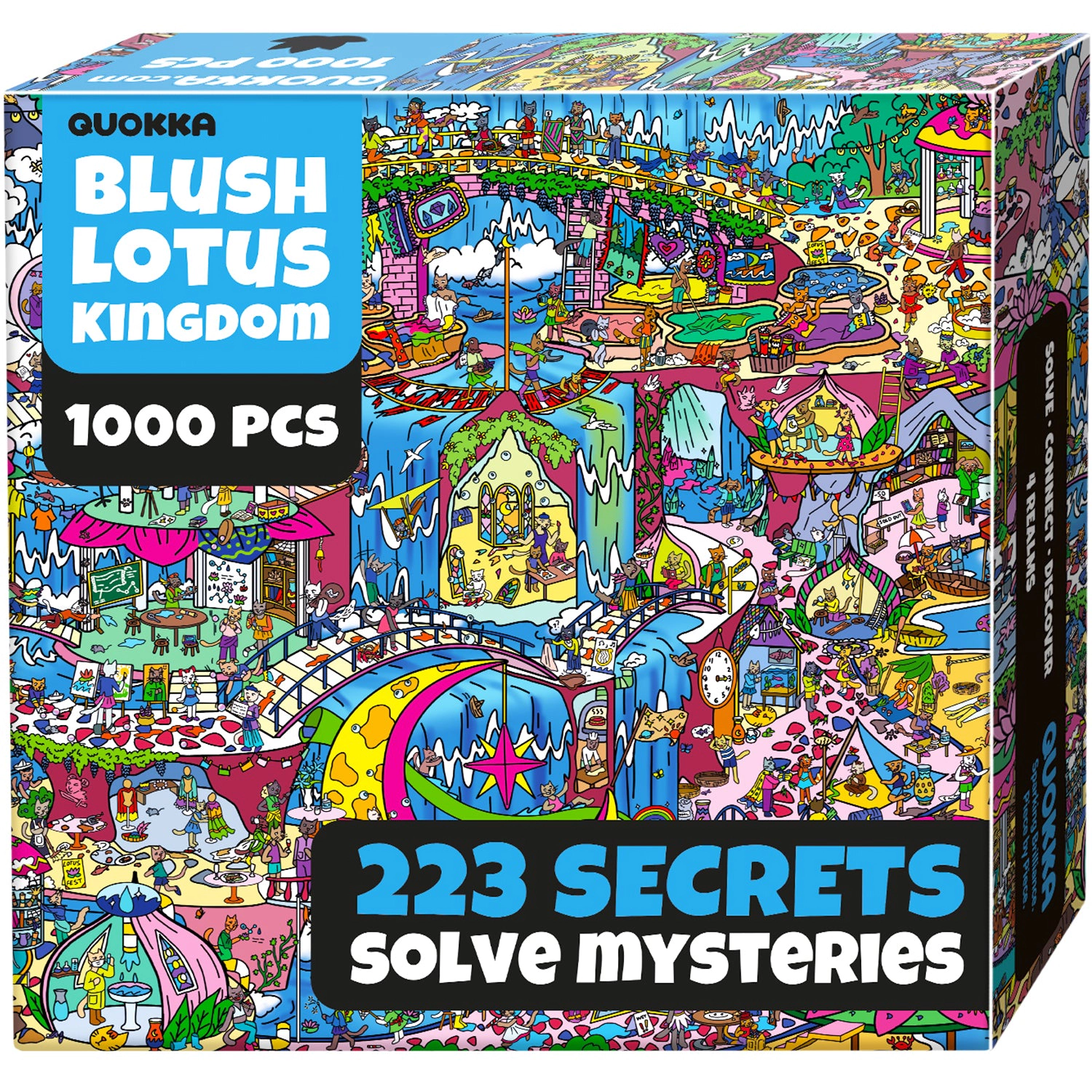 QUOKKA 1000-Piece Jigsaw Puzzles for Adults – Furfloat Kingdom, Twigtail Rocktail Kingdom and Blush Lotus Premium Box, Extra Fun Challenges