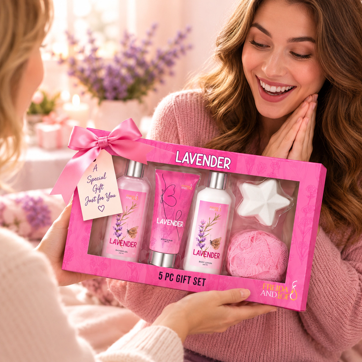 Freida and Joe Women Lavender Spa Gift Box Luxury Bath & Body Gift Set