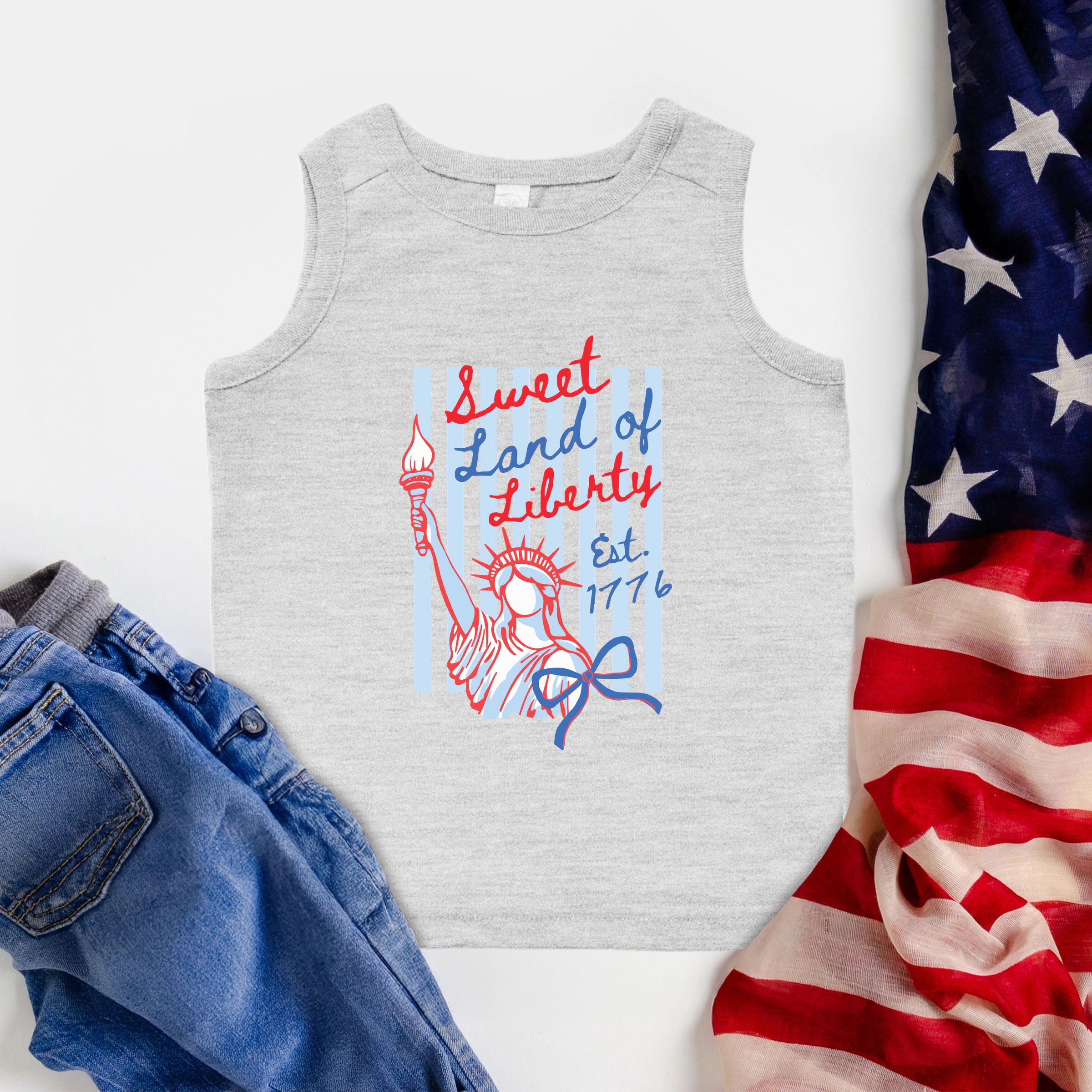 The Juniper Shop - Sweet Land of Liberty Stripes Toddler Graphic Tank