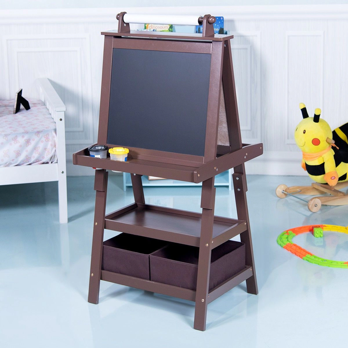 SlickBlue Double-Sided Kids Art Easel with Trays and Paint Cups