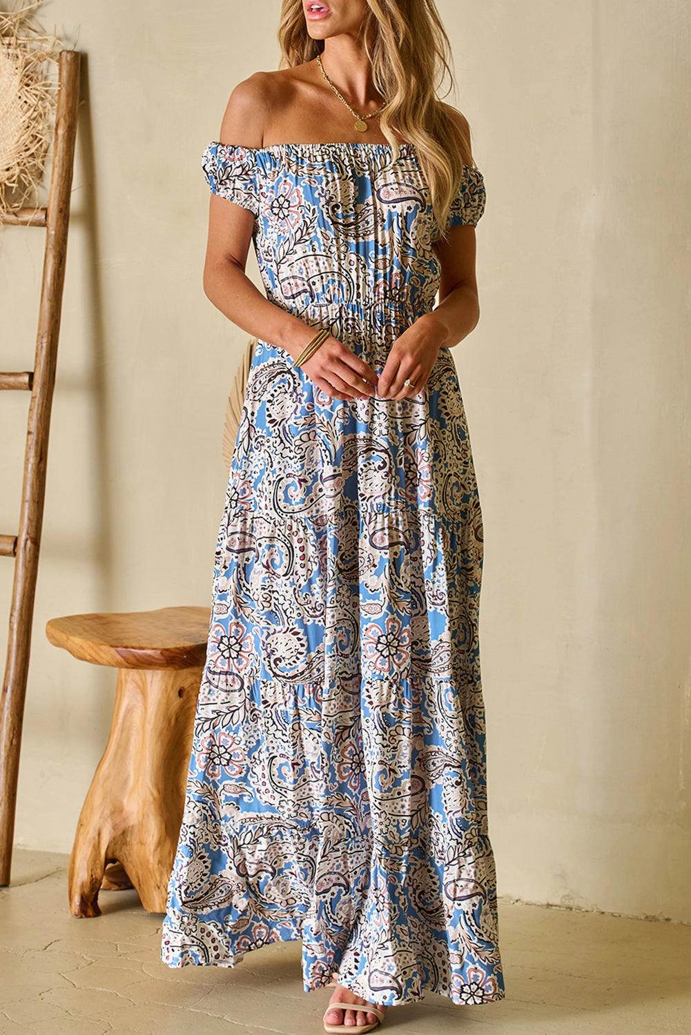 Threaded Pear Women's Bria Off Shoulder Maxi Dress