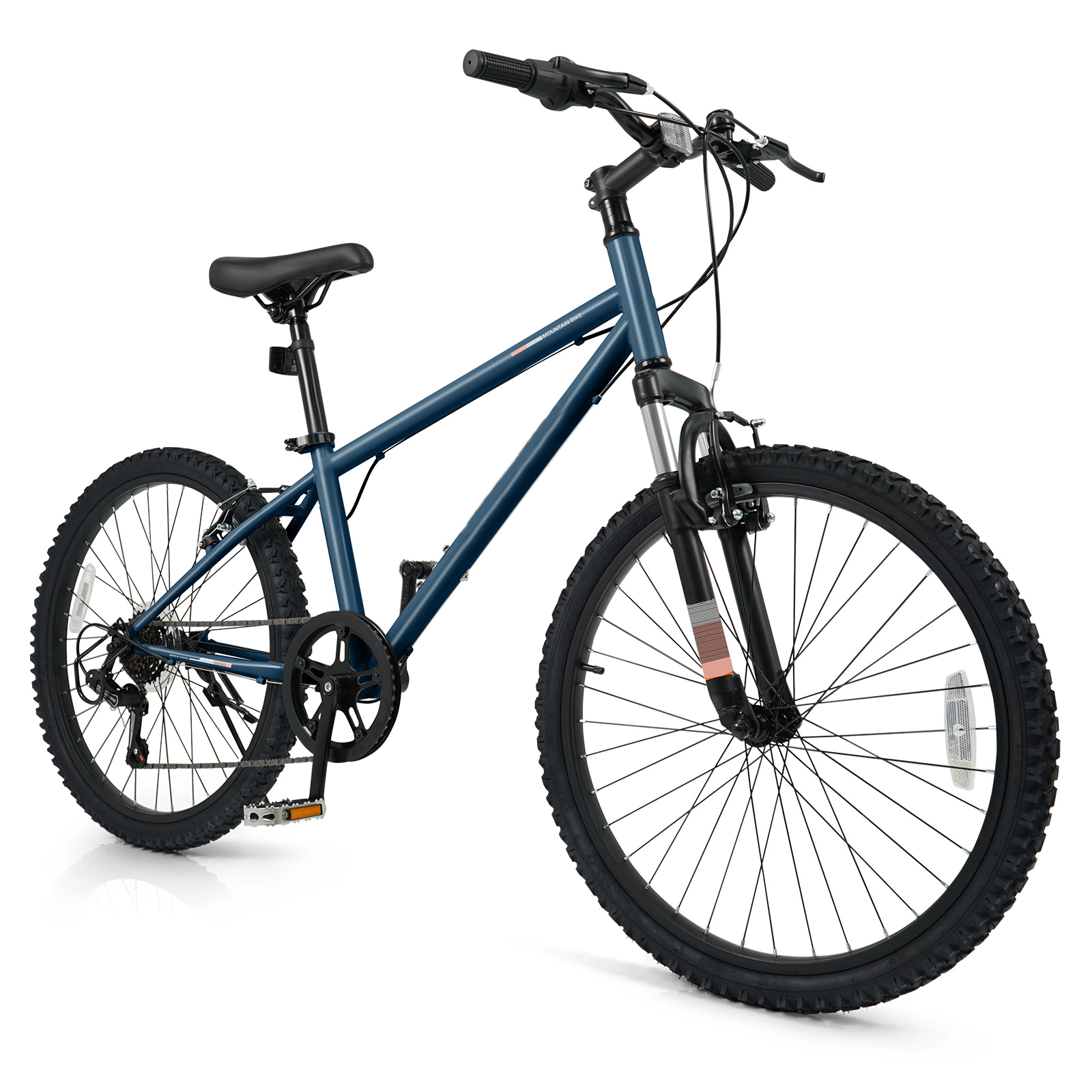 SUGIFT 6-Speed Kids Mountain Bike 24-in Wheel 110-lb Capacity Ages 8+ Navy Bicycle with Front Suspension and V-Brakes