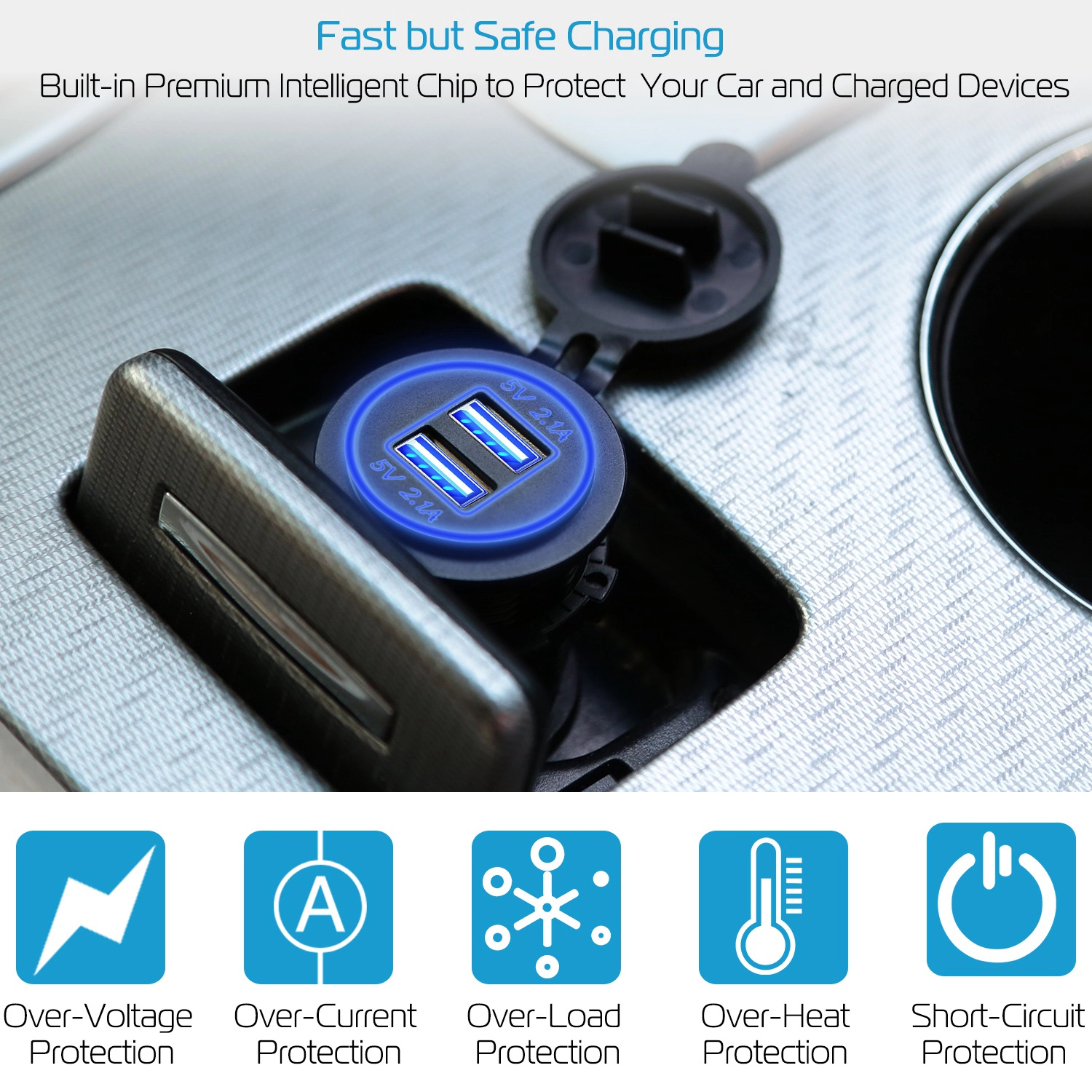 GBruno Waterproof Dual USB Car Charger Adapter