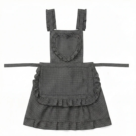 Alilang Unisex Polka Dot Kitchen Apron with Heart Bib Ruffle Trim Adjustable Waist Ties Front Pocket