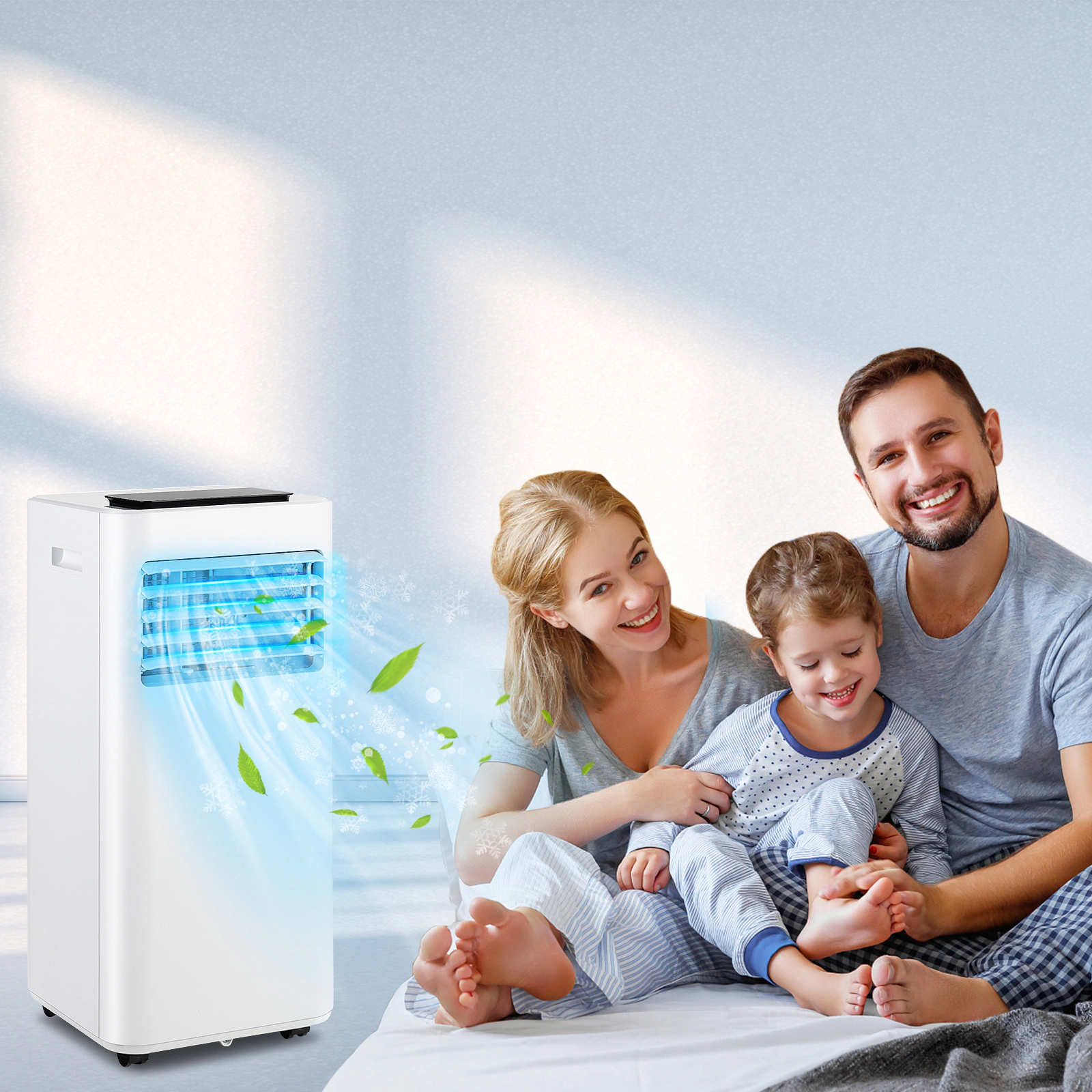 SUGIFT 8000-BTU 3-in-1 Portable Air Conditioner with Ultra Quiet Sleep Mode 2 Fan Speeds and LED Display