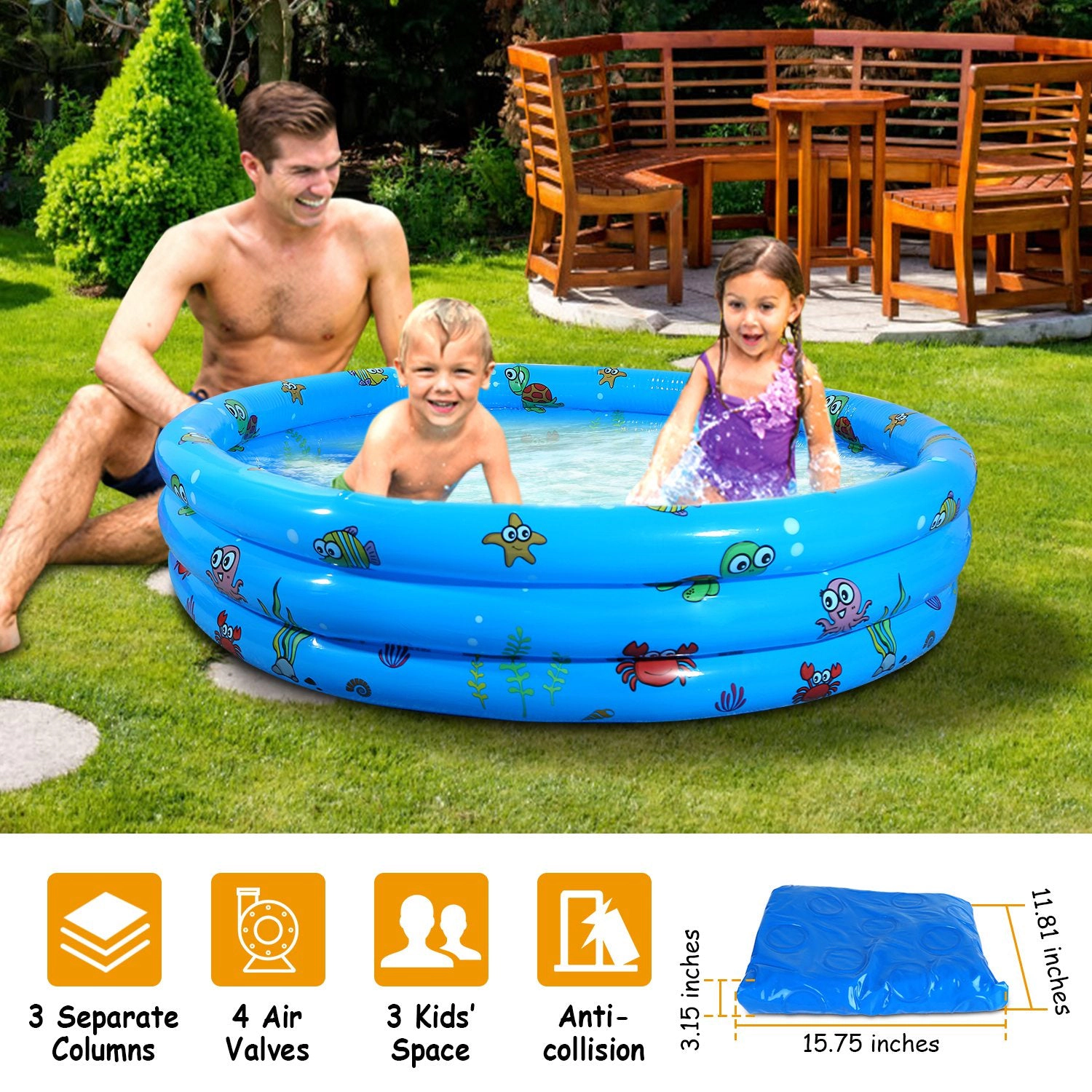 GBruno 52-Inch 3-Tier Inflatable Swimming Pool