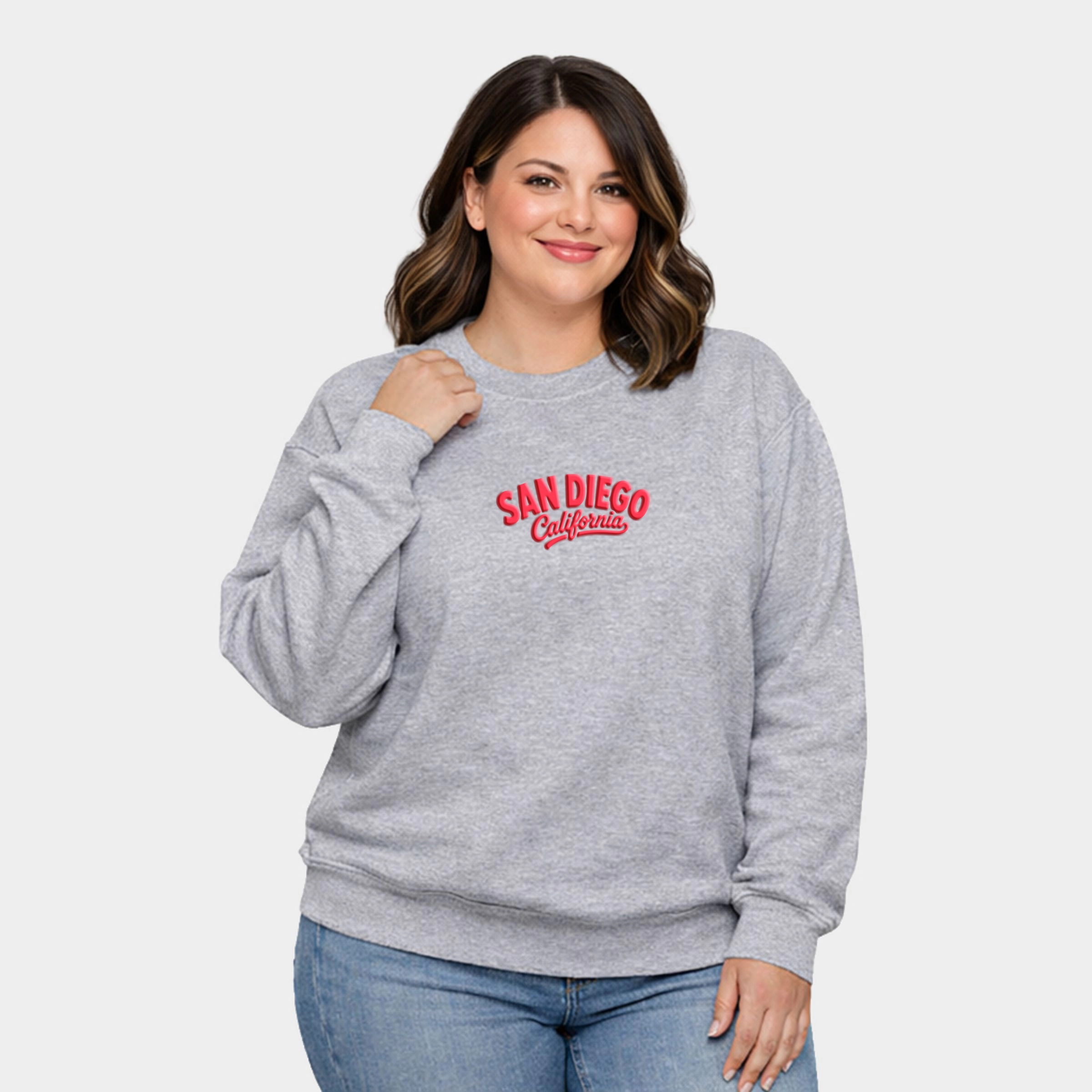 Simply Sage Market - Women's Plus Sized Graphic Sweatshirt San Diego Vibrant Puff Print