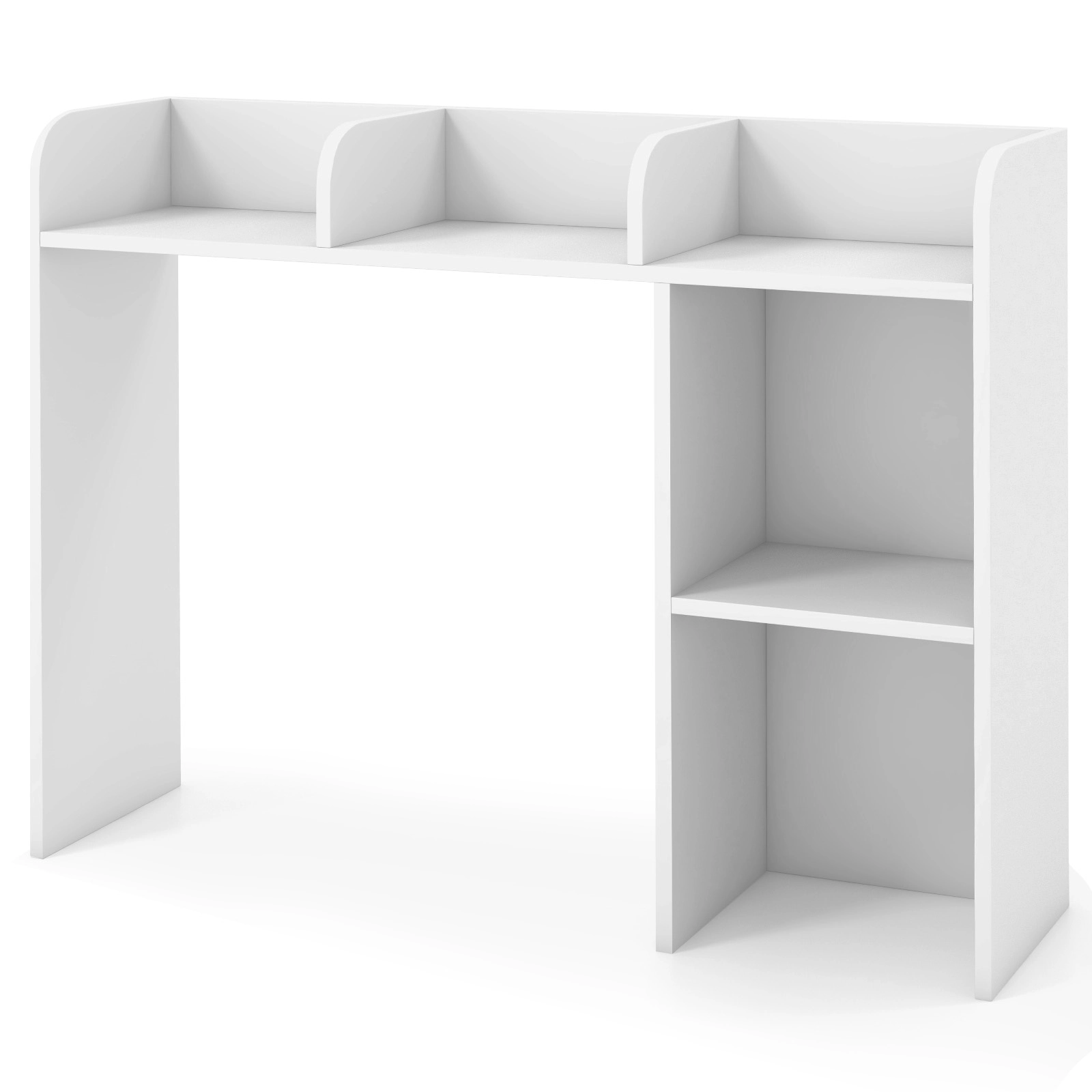 SUGIFT 3-Tier Multipurpose Engineered Wood Desk Bookshelf with 4 Shelves 37-in Wide 100-lb Capacity White