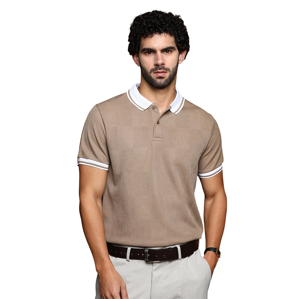 Cuboid-Stripe Polo T-Shirt