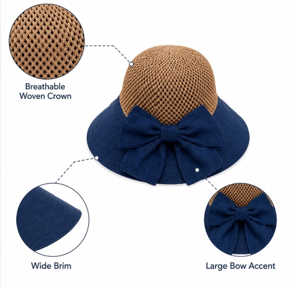 Home Collection Women's Floppy Straw Sun Hat Wide Brim Packable Beach