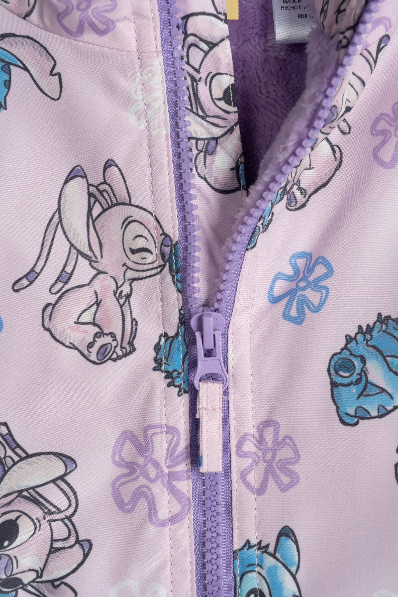 Disney Lilo & Stitch Girls' Hooded Zip-Up Rain Jacket