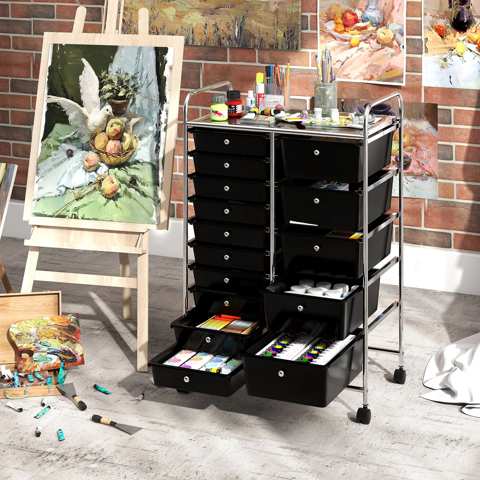 SlickBlue Rolling Storage Organizer Cart, 15 Removable Drawers