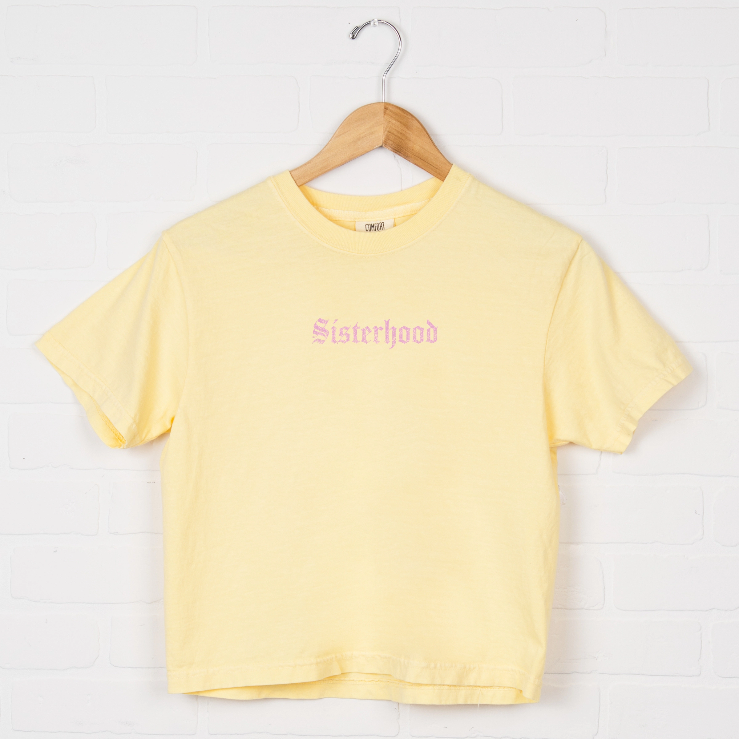 Simply Sage Market - Women's Boxy Crop Top Graphic T-Shirt Sisterhood