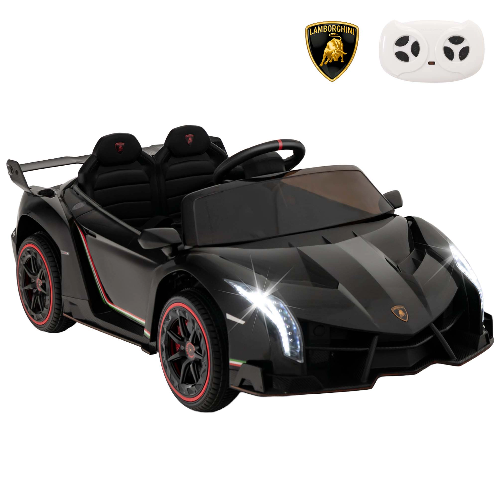 Costway Licensed Lamborghini 4WD Kids Ride-on Sports Car 12V Battery Powered with 3 Speeds Black