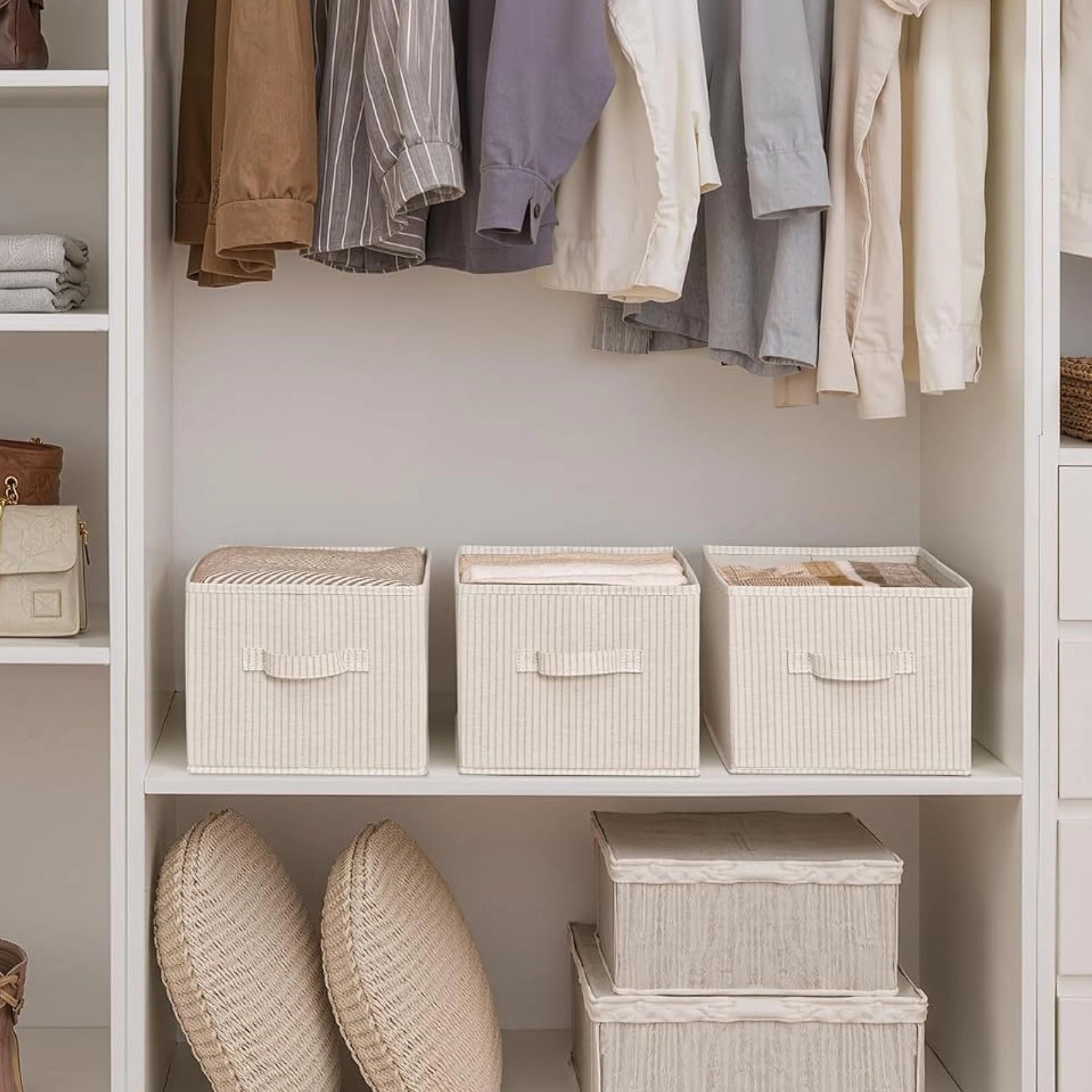 Stock Preferred Pack of 3 Large Natural Fiber Shelf Organizer Storage Bins
