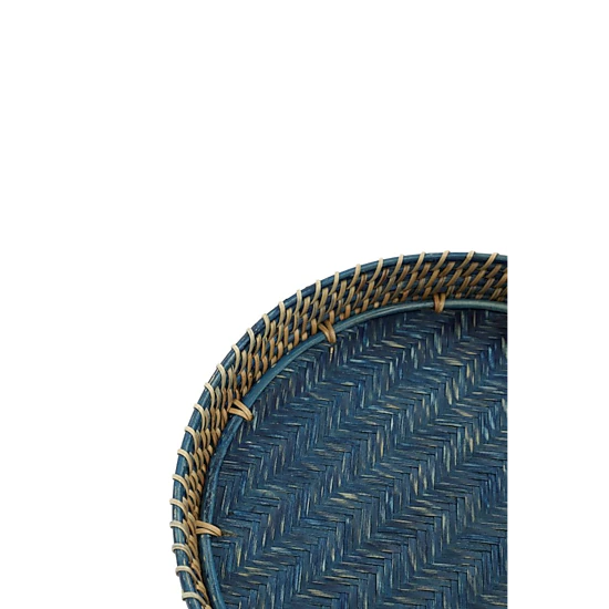 Wicker Village Round Rattan Tray with Handles Handmade Woven Tray for ...