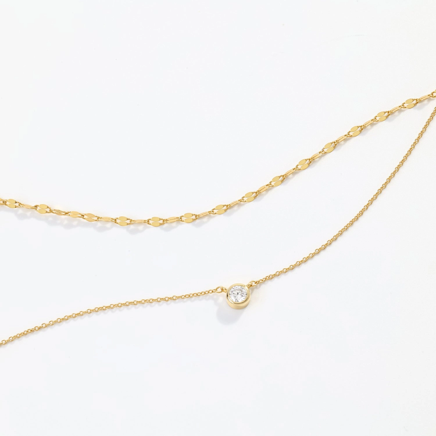Mint & Lily Women's Classic Bezel Necklace And Petal Chain Set