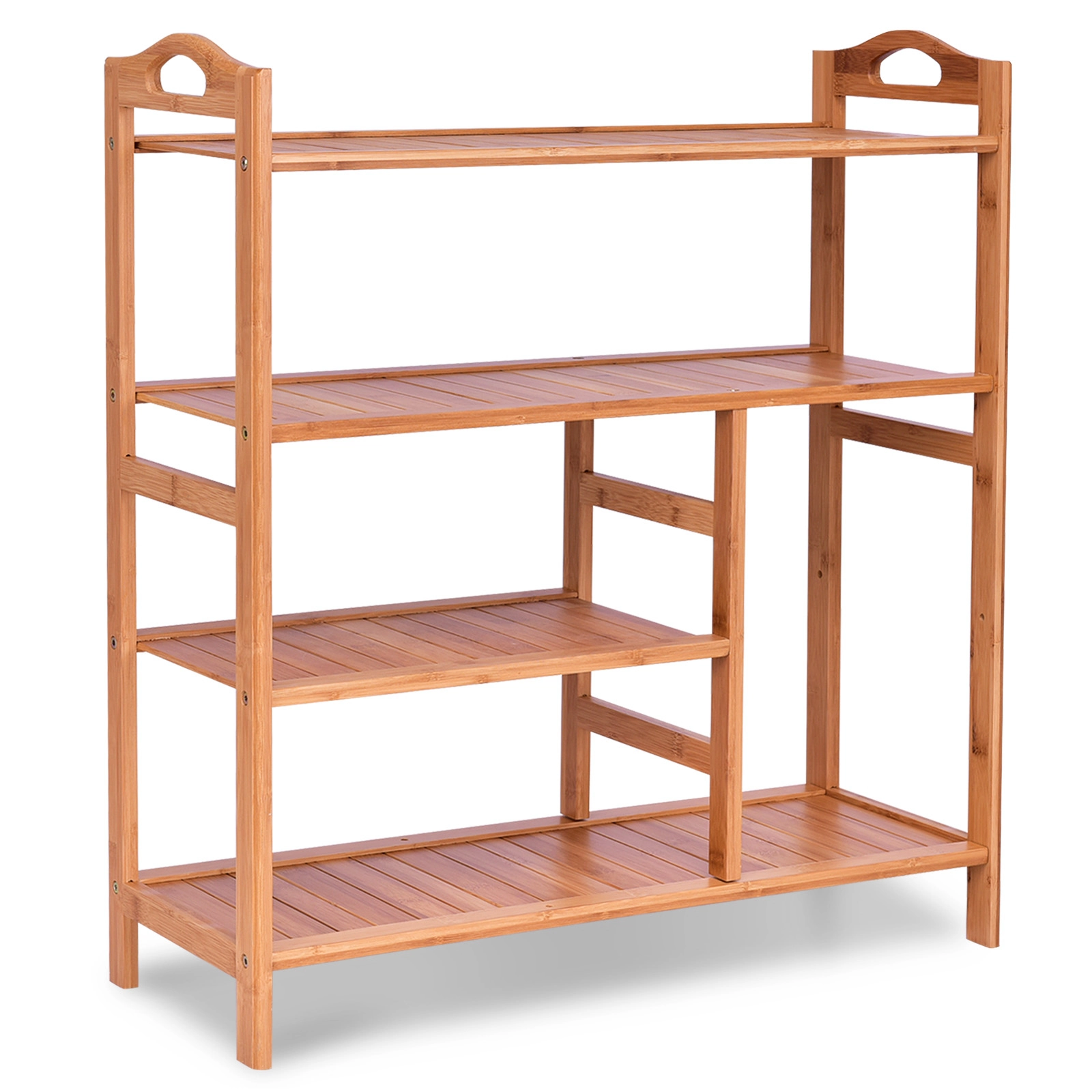 SUGIFT 4-Tier Bamboo Shoe Rack Storage Shelf 44-lb Capacity 27-in Wide Entryway Organizer Wood Color 1-Piece