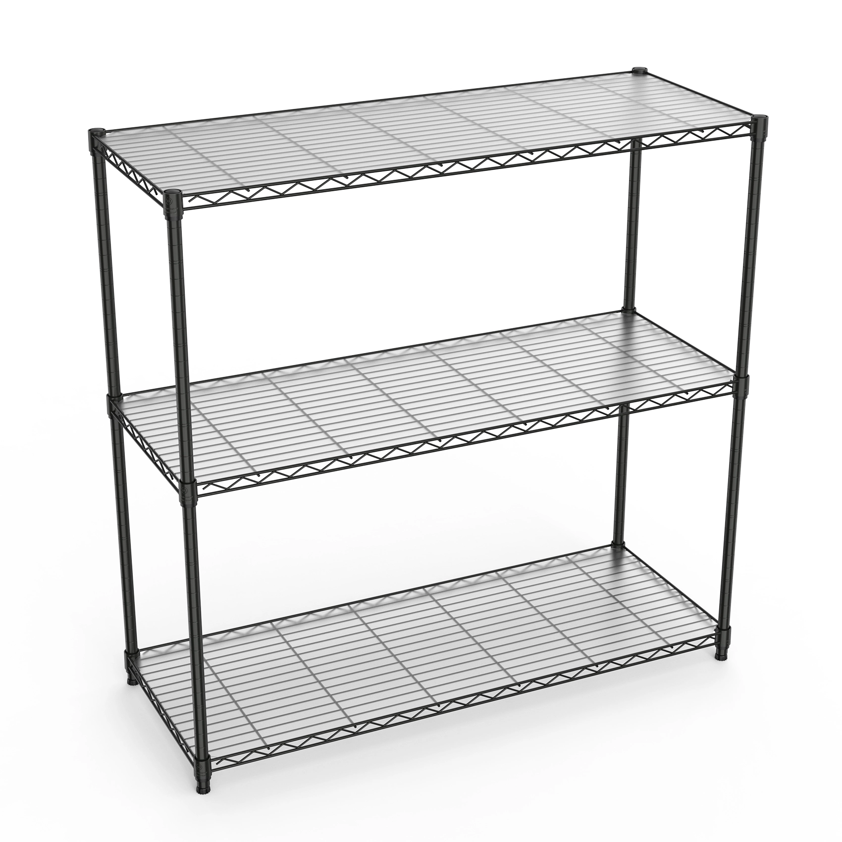 Flynama Steel 3 Tier Black Wire Shelving 1050lb NSF Certified Adjustable Rack for Garage and Workshop