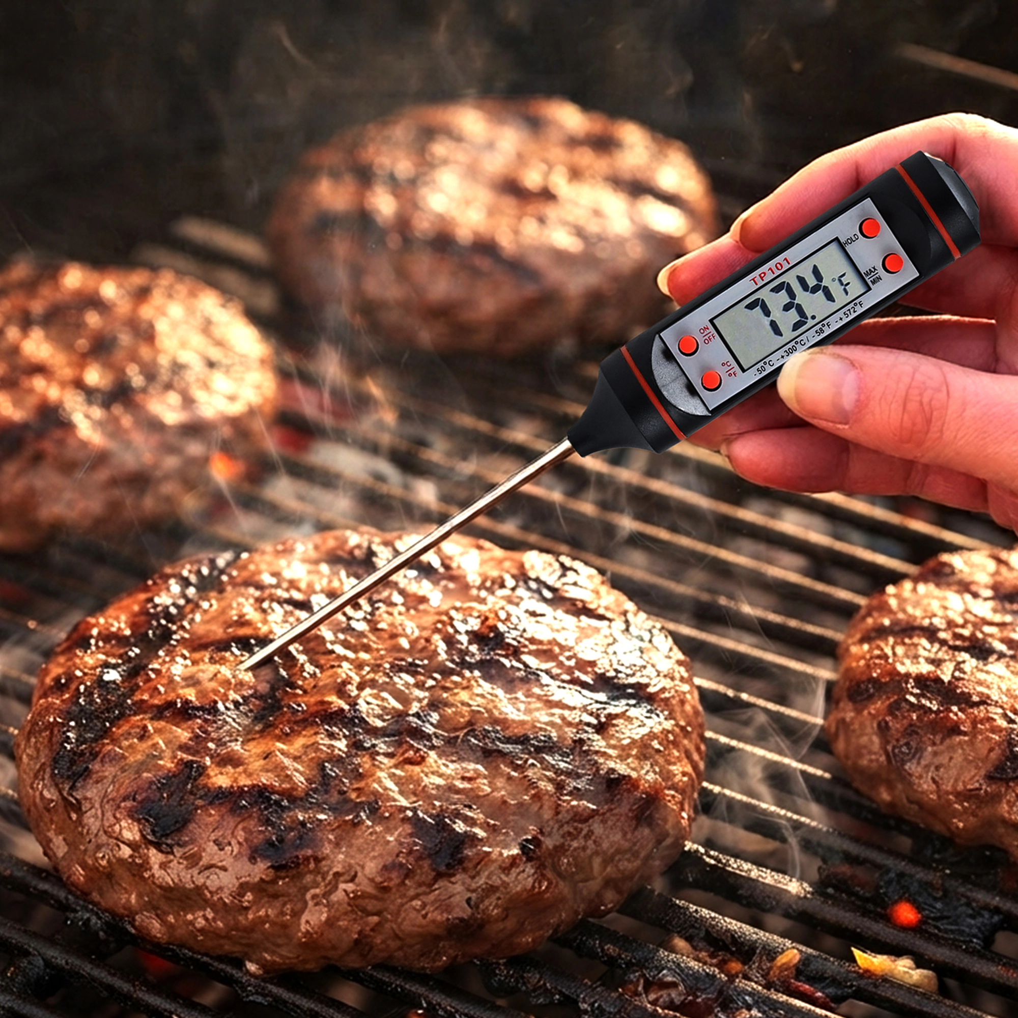 Cheer Collection Instant Read Digital Thermometer with Stainless Steel Probe